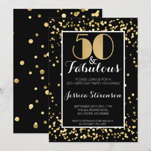 Invitación Cincuenta y Fabuloso Cumpleaños Dorado número 50