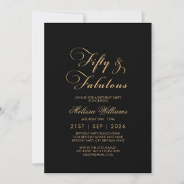 Invitación Cincuenta y fabuloso cumpleaños elegante de oro ne