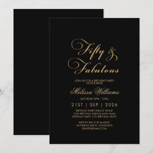 Invitación Cincuenta y fabuloso cumpleaños elegante de oro ne