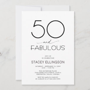 Invitación Cincuenta y Fabuloso Cumpleaños Mínimo 50