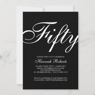 Invitación Cincuenta y Fabuloso Cumpleaños Negro 50 