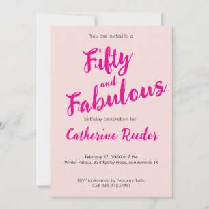 Invitación Cincuenta y Fabuloso Cumpleaños Rosa 50 Cumpleaños