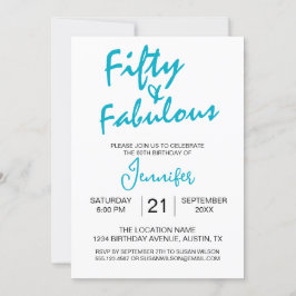 Invitación Cincuenta y fabuloso cumpleaños turquesa 50
