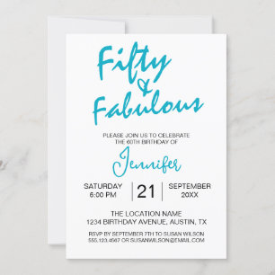 Invitación Cincuenta y fabuloso cumpleaños turquesa 50