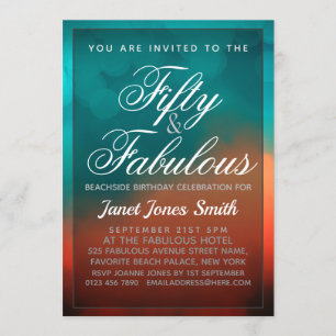 Invitación Cincuenta y fabuloso cumpleaños Verde azulado