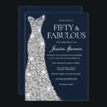Invitación Cincuenta y fabuloso diamante plateado<br><div class="desc">¡¡Cincuenta Y Fabuloso!! Womans de traje de diamante plateado 50º cumpleaños Variaciones de invitación a la invitación y artículos coincidentes en nuestra tienda</div>