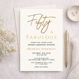 Invitación Cincuenta y Fabuloso Elegancia Marfil Dorado