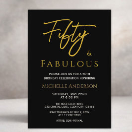 Invitación Cincuenta y Fabuloso Elegante Celebración de Oro