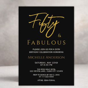 Invitación Cincuenta y Fabuloso Elegante Celebración de Oro