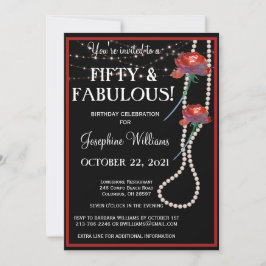Invitación Cincuenta y fabuloso Fiesta rojo y negro