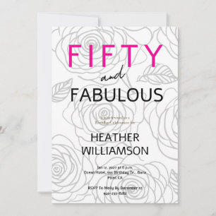 Invitación Cincuenta y Fabuloso Floral Cumpleaños 50