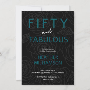 Invitación Cincuenta y Fabuloso Floral Cumpleaños 50