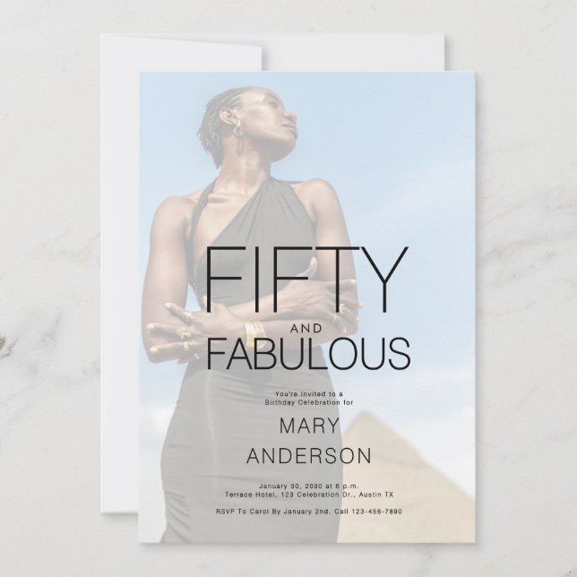 Invitación Cincuenta y fabuloso foto 50 cumpleaños (Anverso)