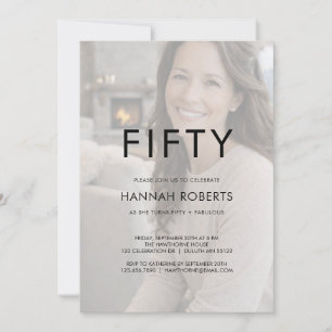 Invitación Cincuenta y Fabuloso Foto Cumpleaños 50