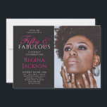 Invitación Cincuenta y Fabuloso Foto Cumpleaños 50<br><div class="desc">Moderna invitación de cumpleaños 50 con texto magenta profundo y foto cincuenta y fabuloso,  en un fondo negro,  que puedes personalizar y enviar para la celebración de tu cumpleaños cincuenta. Las palabras "Cincuenta y Fabuloso" están configuradas utilizando tipografía de fuente script y serif de moda.</div>