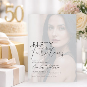 Invitación Cincuenta y Fabuloso Foto Cumpleaños 50