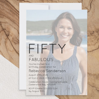 Invitación Cincuenta y Fabuloso Foto Cumpleaños 50