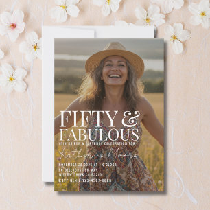 Invitación Cincuenta y Fabuloso Foto Cumpleaños 50