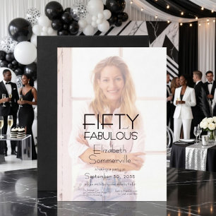 Invitación Cincuenta y Fabuloso Foto Cumpleaños 50