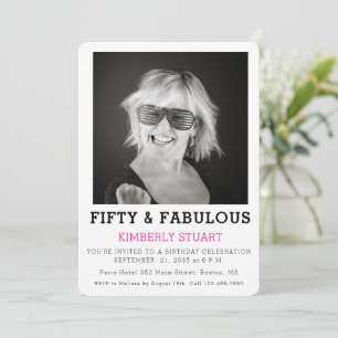 Invitación Cincuenta y Fabuloso Foto Cumpleaños 50