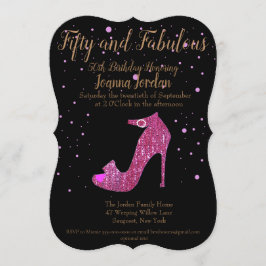 Invitación Cincuenta y fabuloso GirlySparkly Hot Pink Shoes T