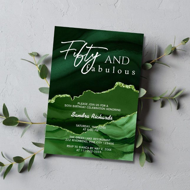 Invitación Cincuenta y fabuloso Green Agate 50 cumpleaños (Subido por el creador)