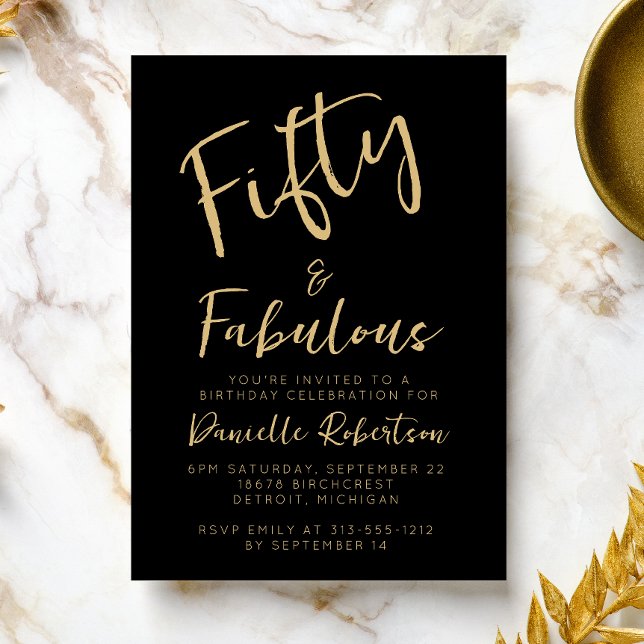 Invitación Cincuenta y Fabuloso Guión de Oro Fiesta de Cumple (Subido por el creador)