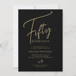 Invitación Cincuenta y Fabuloso Guión de Oro Fiesta de Cumple