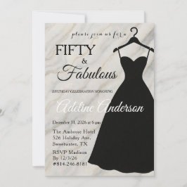 Invitación Cincuenta y Fabuloso Mármol Negro Blanco 50 cumple