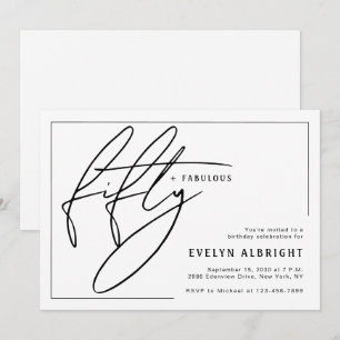 Invitación Cincuenta y Fabuloso Minimalista Cumpleaños 50