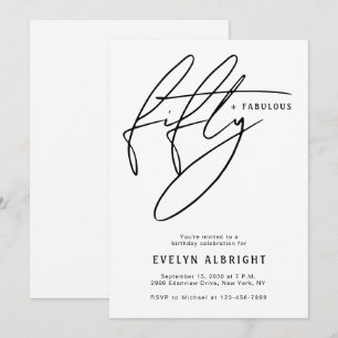 Invitación Cincuenta y Fabuloso Minimalista Cumpleaños 50