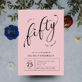 Invitación Cincuenta y fabuloso Moderno Dusty Rosa 50 cumplea