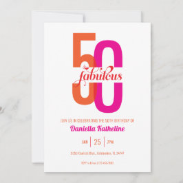 Invitación Cincuenta y Fabuloso Naranja Rosa Elegante