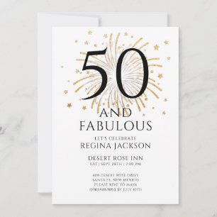 Invitación Cincuenta y Fabuloso Negro Blanco Fiesta de Cumple