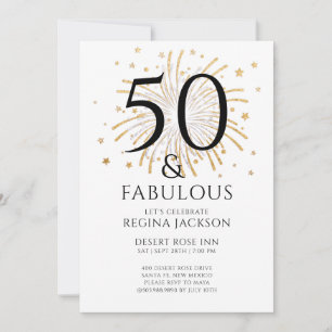 Invitación Cincuenta y Fabuloso Negro Blanco Fiesta de Cumple