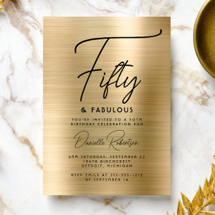 Invitación Cincuenta y Fabuloso Oro Glam Fiesta de Cumpleaños