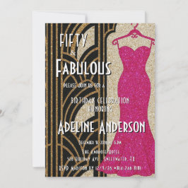 Invitación Cincuenta y Fabuloso Oro Negro Arte Deco Rosa Quin