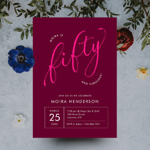 Invitación Cincuenta y fabuloso Pink Moderno 50 cumpleaños
