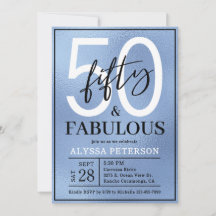 Cincuenta y Fabuloso Polvo Azul Script Cumpleaños