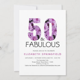 Invitación Cincuenta y fabuloso Purple Floral 50 cumpleaños