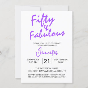 Invitación Cincuenta y fabuloso púrpura 50 cumpleaños