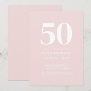 Invitación Cincuenta y Fabuloso Rosa Sonrojado Cumpleaños 50