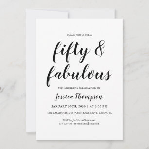 Invitación Cincuenta y Fabuloso Script Cumpleaños 50