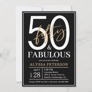 Invitación Cincuenta y Fabuloso Script Cumpleaños 50