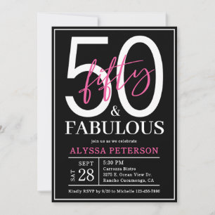 Invitación Cincuenta y Fabuloso Script Cumpleaños 50