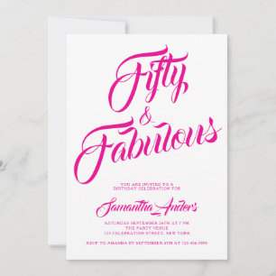Invitación Cincuenta y Fabuloso Script Cumpleaños 50 Fiesta d
