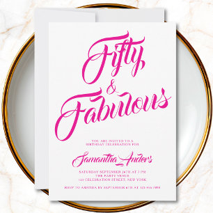 Invitación Cincuenta y Fabuloso Script Cumpleaños 50 Fiesta d