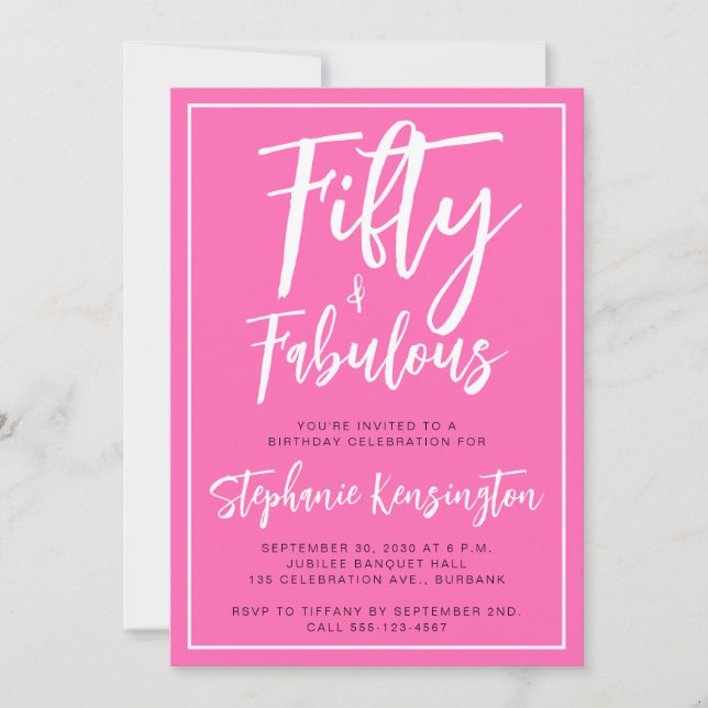Invitación Cincuenta y Fabuloso Script Fiesta de Cumpleaños 5 (Anverso)