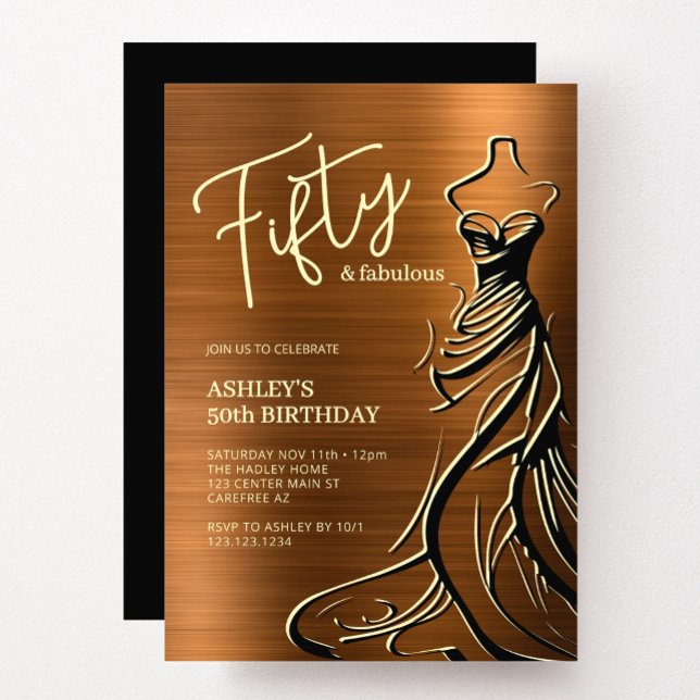 Invitación Cincuenta y fabuloso vestido de cobre 50 cumpleaño (Subido por el creador)