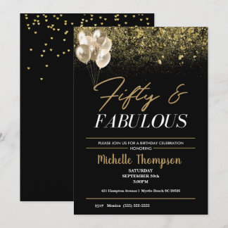 Invitación Cincuenta y fabulosos cumpleaños de oro para las m